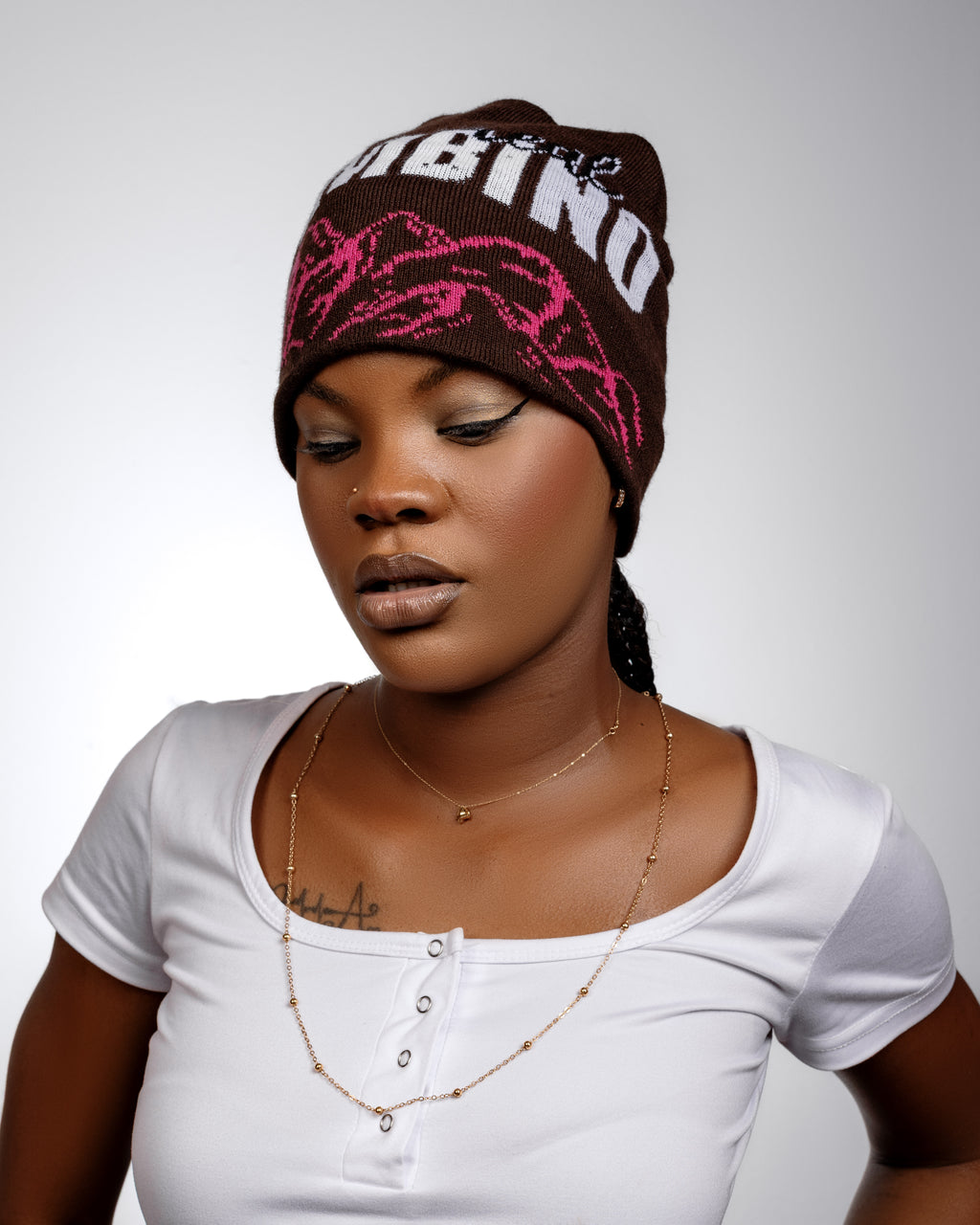 Real Gambino Beenie - brown & pink