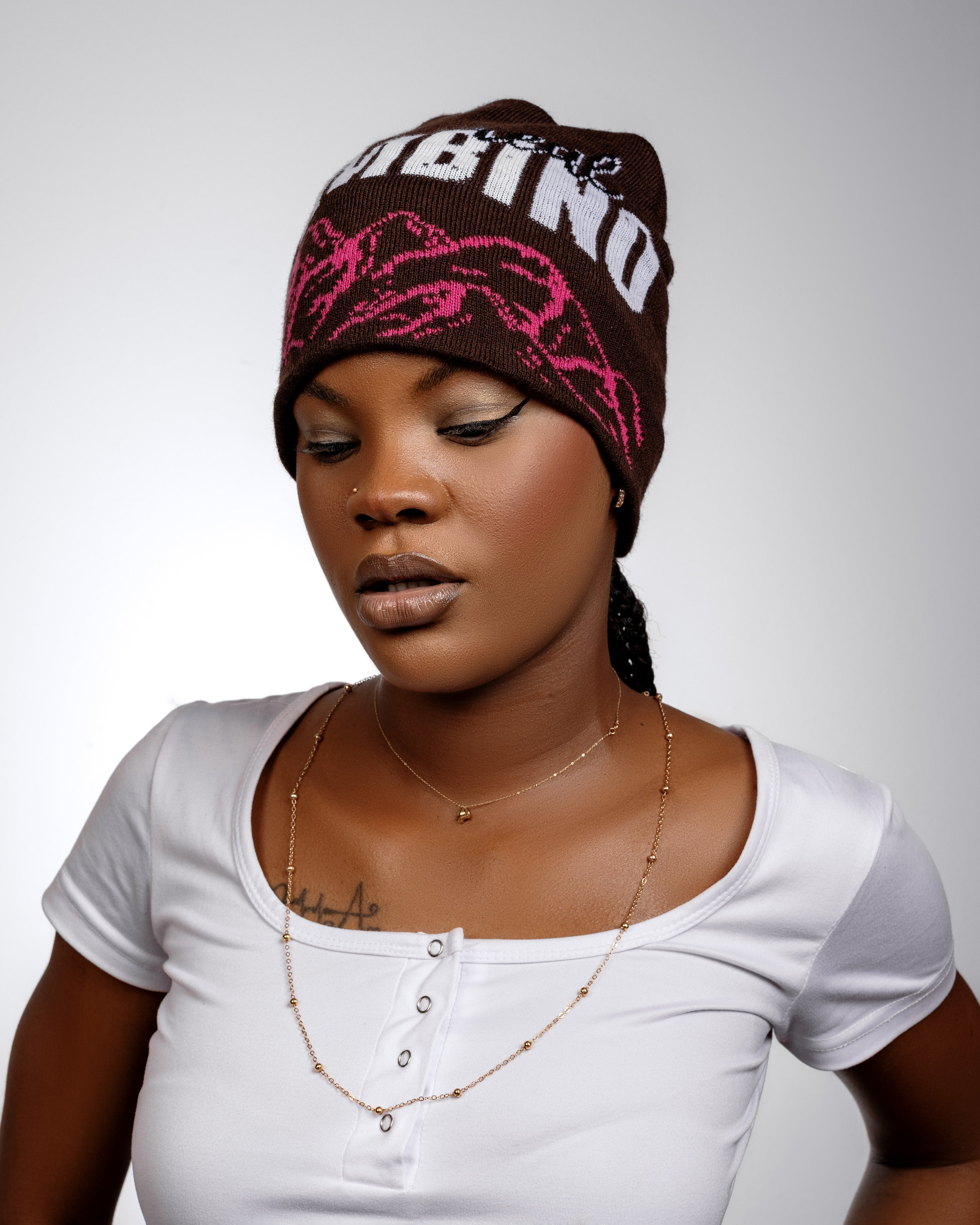 Real Gambino Beenie - brown & pink